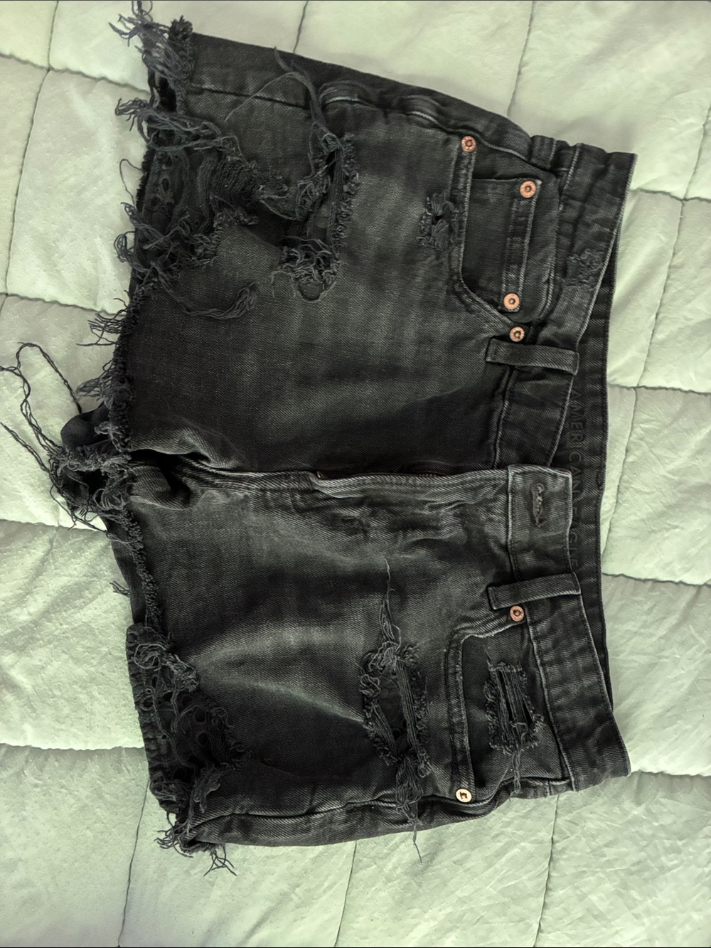 American Eagle Outfitters Black Distressed Denim Cutoff Shorts